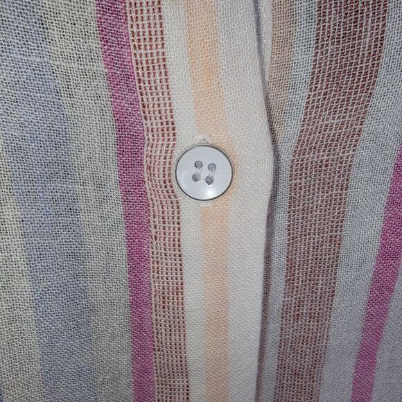 Splendid Striped button-down Linen Blend Blouse Camp shirt size Large - Picture 4 of 6